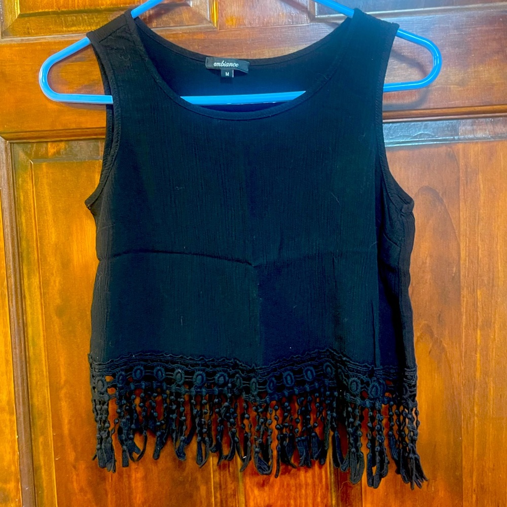Ambiance cropped tank with lace bottom MEDIUM